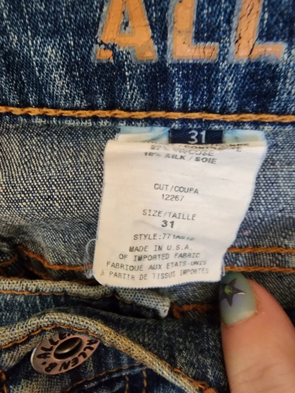 Allen B Low Rise Flare Jeans Floral Velvet Bell Bottom Festival Size 31 Hippie - Picture 12 of 16